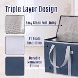 VENO 3 Pack Cooler Bags Insulated Grocery Bags Foldable Upright Dark Blue view 3