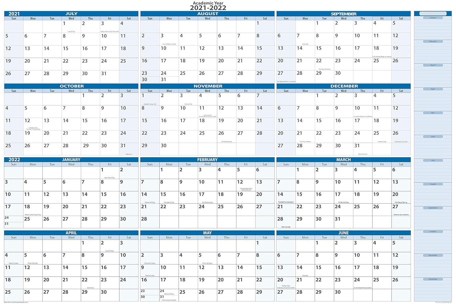 Wall Calendar 2021 2022 Academic Calendar
