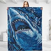 dhakalrlde for Fiercely Shark Plush Throw Blanket - Ultra-Soft, Comfy, Lightweight, Fuzzy Flannel Blanket for Men Women for Couch, Bedroom 50in×60in