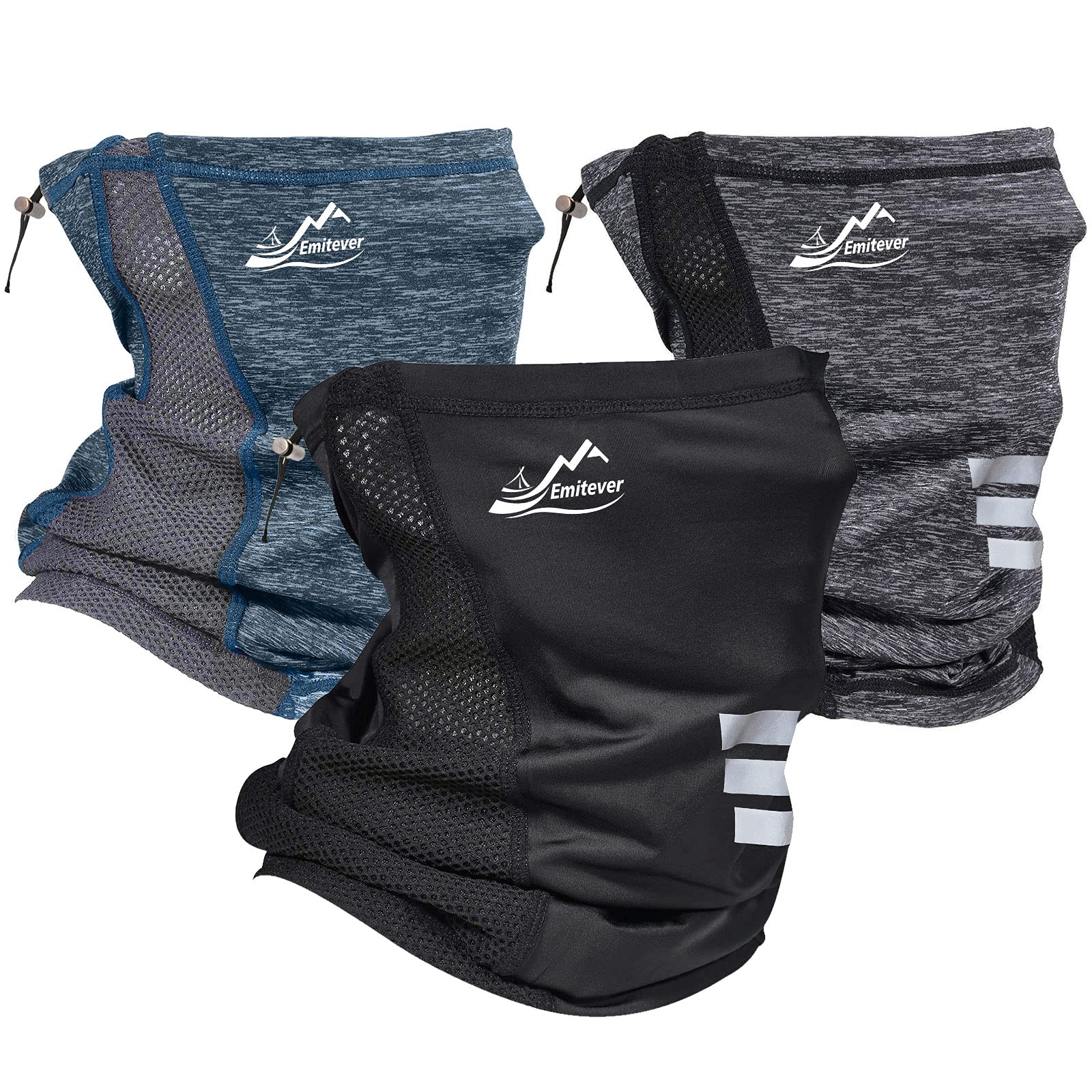 Neck Gaiter Adjustable Warmer Snood, Face Covering 3Pcs, Winter Balaclava Bandanas Windproof Headwear Breathable Scarf, Ideal for Hiking Running Cycling Outdoor Sports