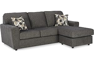 Signature Design by Ashley Cascilla Modern Sectional Sofa Couch with Chaise Lounge, Dark Gray