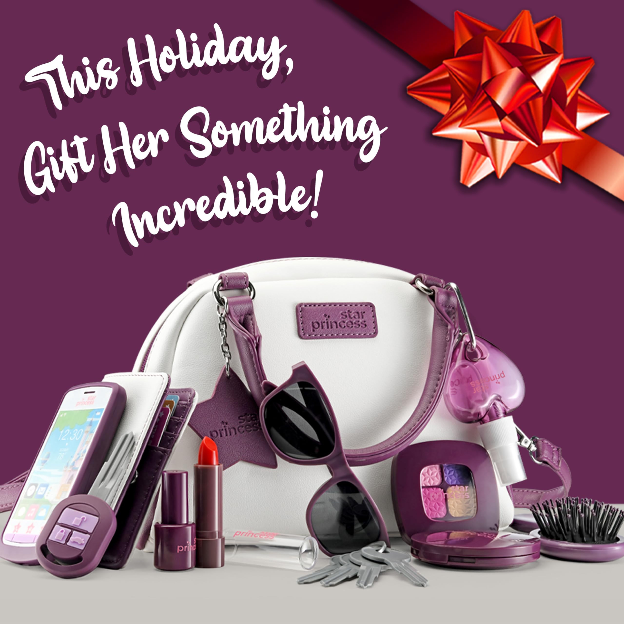 Play Purse for Little Girls - Toddler Purse with Accessories and Pretend Makeup, Kids Toy Purse Includes Handbag, Phone, Wallet, Play Makeup Pretend Play Toys Birthday Gift for Girls Age 3 4 5 6 7 8 +