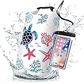 Waterproof Dry Bag,Roll Top Sea Turtle Coral Starfish Waterproof Backpack 5L/10L/20L Floating and Lightweight Bags for Kayaking, Boating, Fishing, Swimming and Camping with Waterproof Phone Case