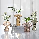 Glasseam Mushroom Glass Planter for Plants: Set of 5 Handmade Plant Propagation Stations - Fall Colored Small Hydroponic Terrarium Jars for Home Decor for Plant Lovers