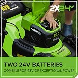 Greenworks 48V Self Propelled Lawnmower 46cm 55L Bag 4Ah Batteries Twin Charger view 5