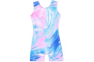 Domusgo Gymnastics Leotards for Girls Sparkly One Piece Sleeveless Dance Unitard Biketard with Shorts