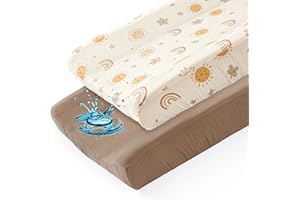 Basumee Muslin Changing Pad Cover Waterproof 2 Pack Baby Changing Table Covers for Boys and Girls Soft Breathable Nursery Diaper Change Table Cover Pad Fits 32"x16", Brown