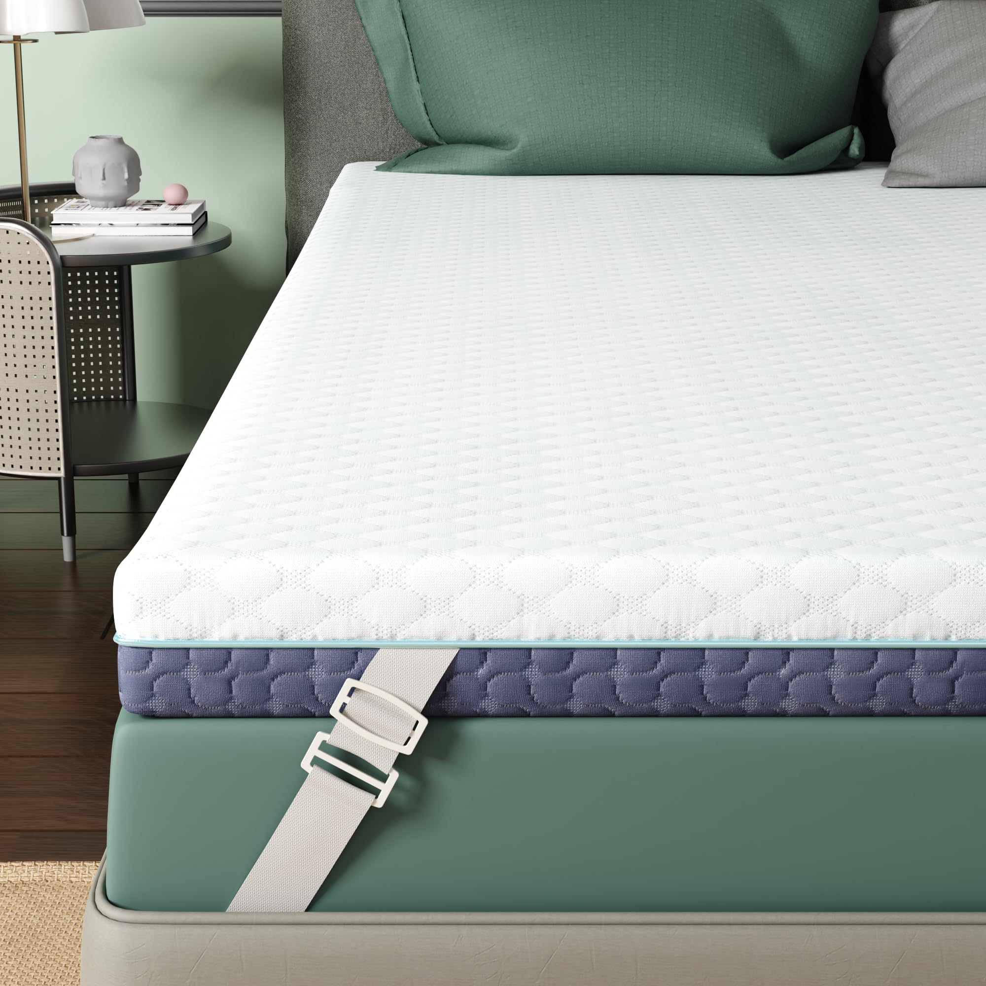 3 Inch Firm Mattress Topper Queen Size, Memory Foam Bed Topper with Soft & Firm Options for Back Pain Relief, Mattress Topper with 2-Sided Cover, Ergonomic 5-Zone Design, CertiPUR Certified