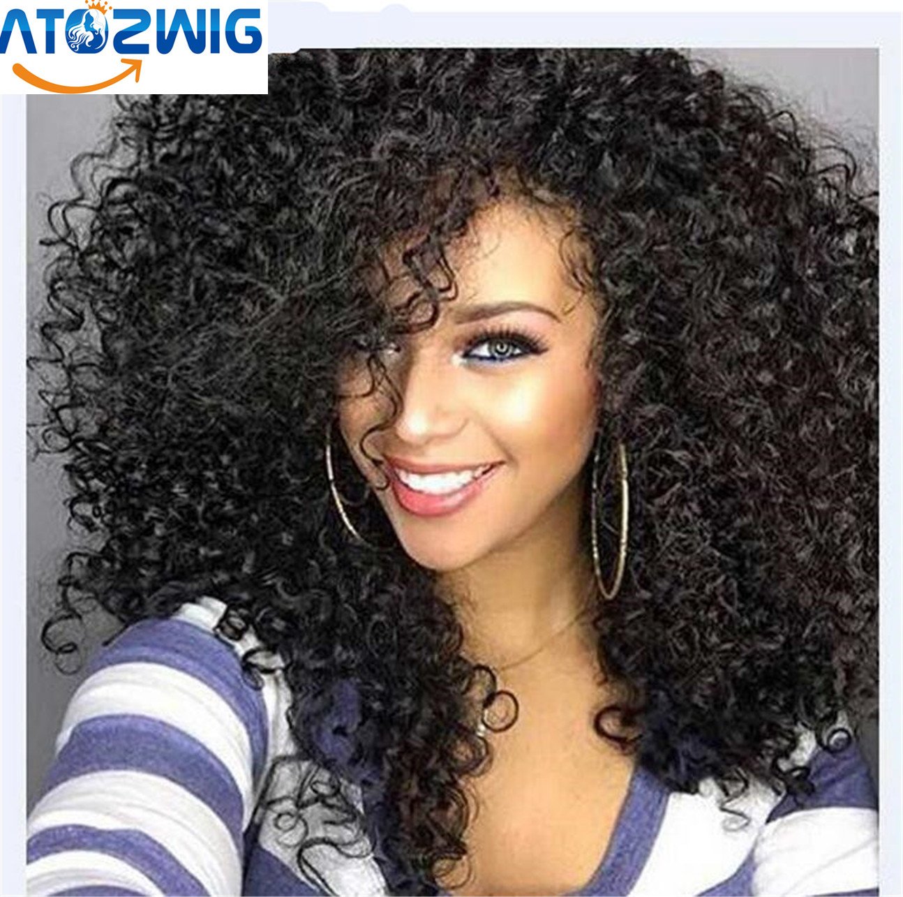 ATOZWIG Kinky Curly Afro Wig 22 Long Kinky Curly Wigs For Black