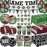 Football Party Decorations Serve 24, 189Pcs Football Party Supplies Includes Plates,Napkins,Cups,Tablecloth,Banner,Balloons,Cupcake Toppers for Game Day Tailgate Football Birthday Party Decorations
