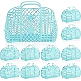 Rainmae 10 Pcs Jelly Purse Jelly Basket Beach Bags, Reusable Tote Beach Handbags, Plastic Beach Basket for Women Girls