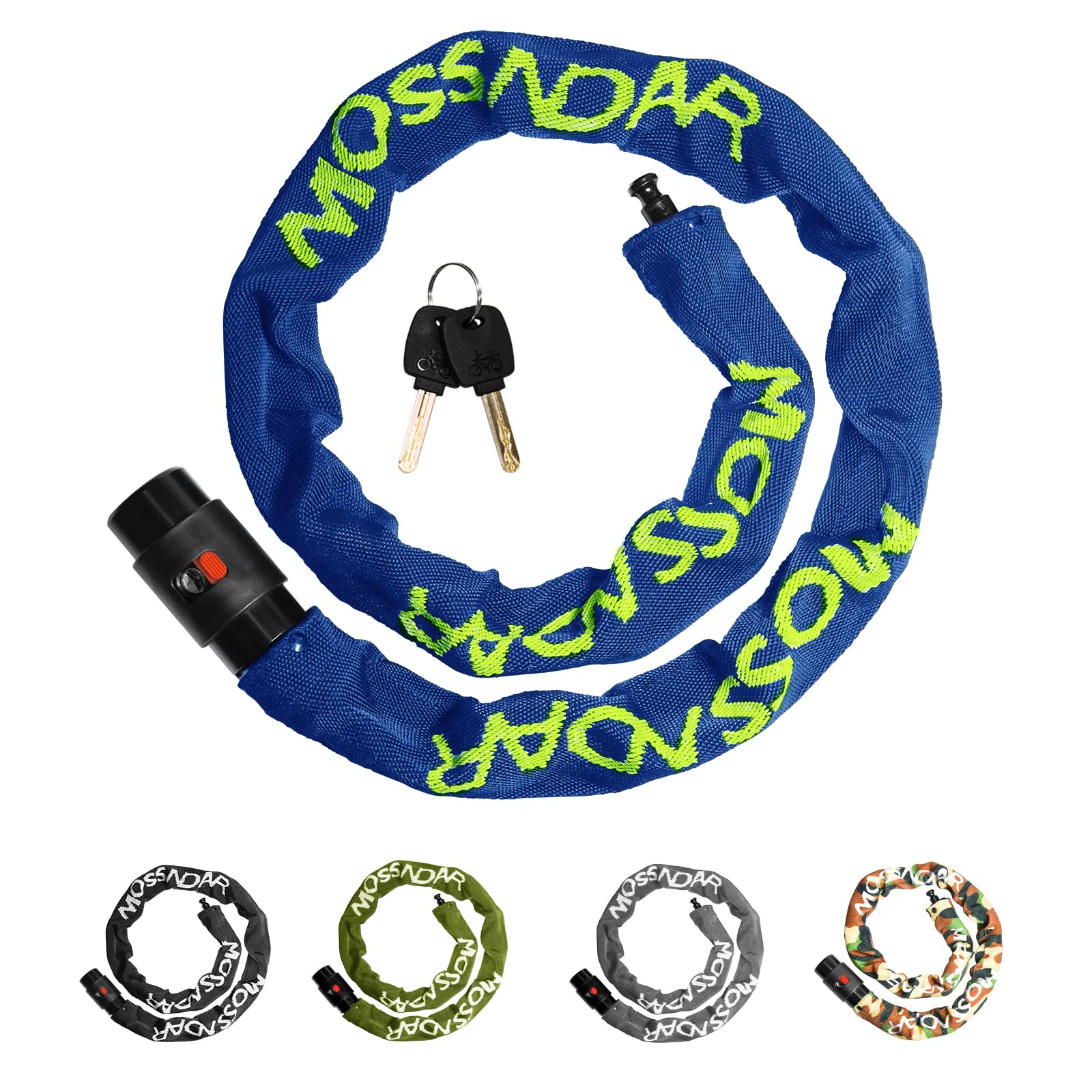 MOSSNDAR Bike Lock,Upgraded 8mm 1170g 99cm High Security Bike Locks,with Knit Pattern Cover,Bike Chain Lock with 2 Keys,Bicycle Lock Heavy Duty,Anti-Theft Cycling Lock for Motorbike,MTB,Gate,Scooter