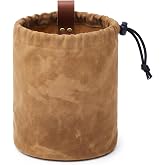 Locmeo 8.66 x 6.5 Inch Camping Cookware Bag for Camp Kitchen Storage Khaki Bushcraft Pouch Canvas Drawstring Sack for Hiking Outdoor Cooking Gear and Utensil Organization