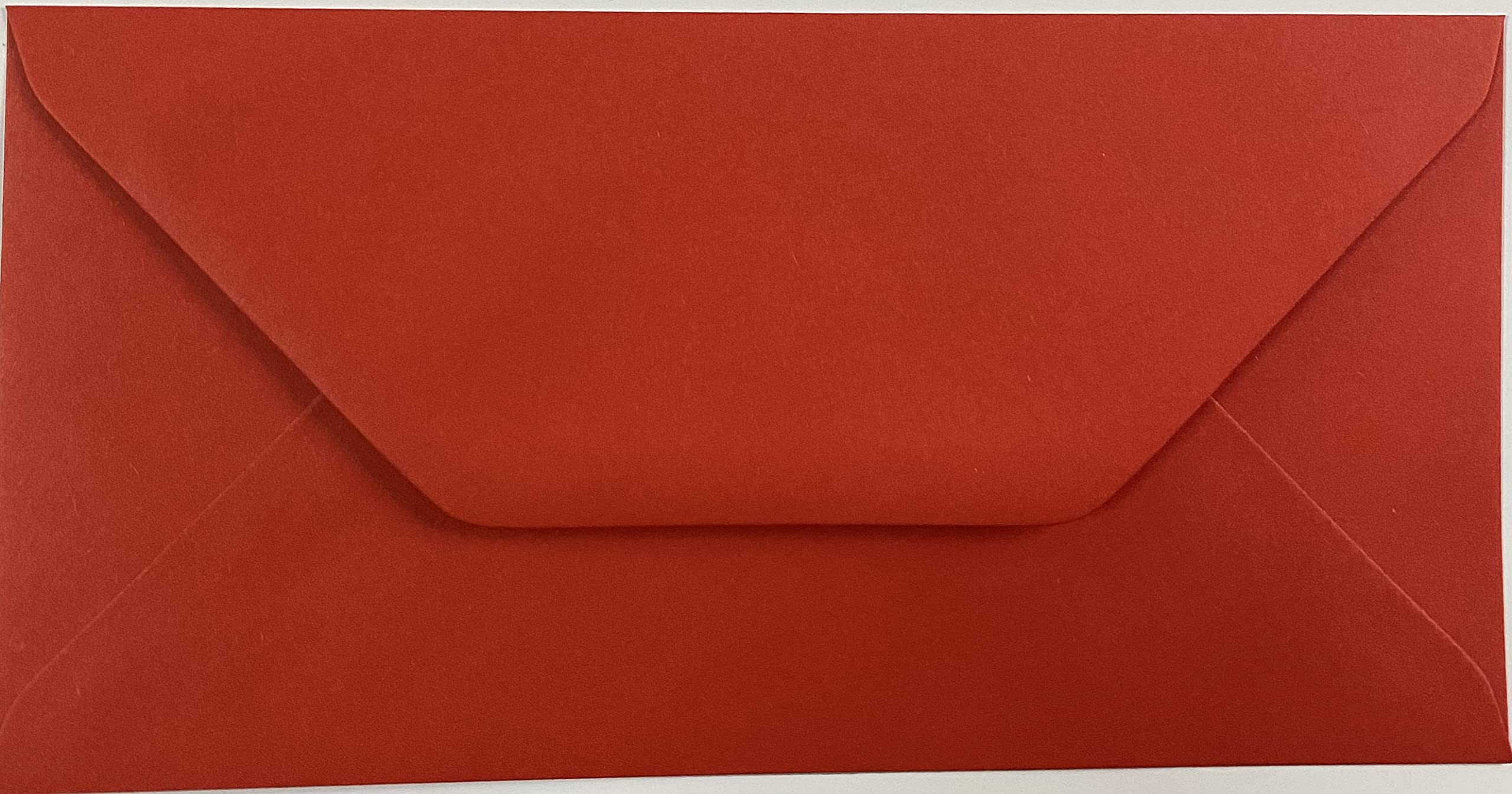 DL (110mm x 220mm) Coloured Envelopes Perfect for Christmas Cards, Greeting Cards, Wedding/Party Invitations, Crafts and Many More - Pack of 12 (Poppy Red)
