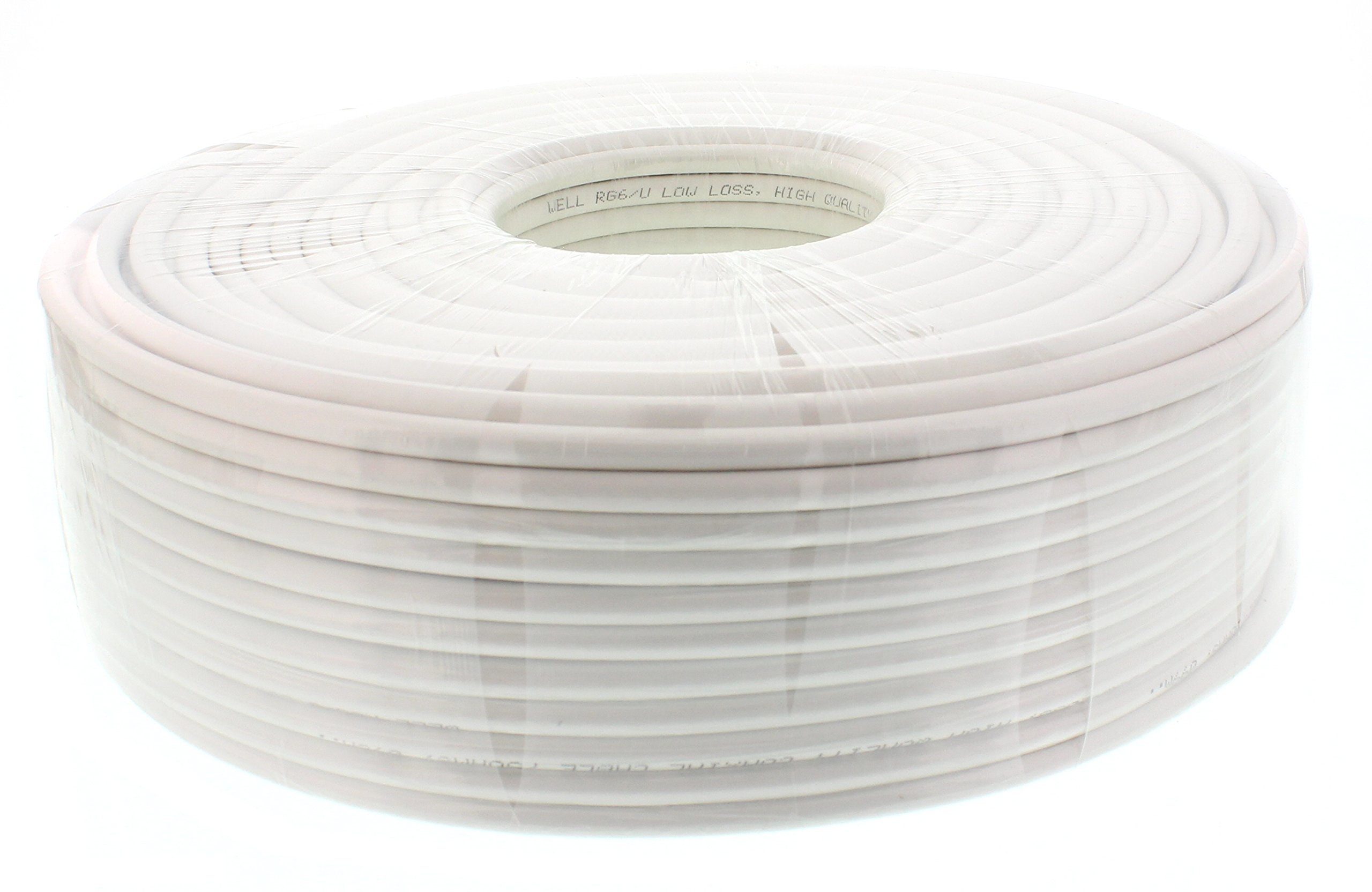 Well RG6 White Label Coaxial Cable CU/CU, 75R, Double Wires Copper, Shielded with Foil 48 x 0.12 mm