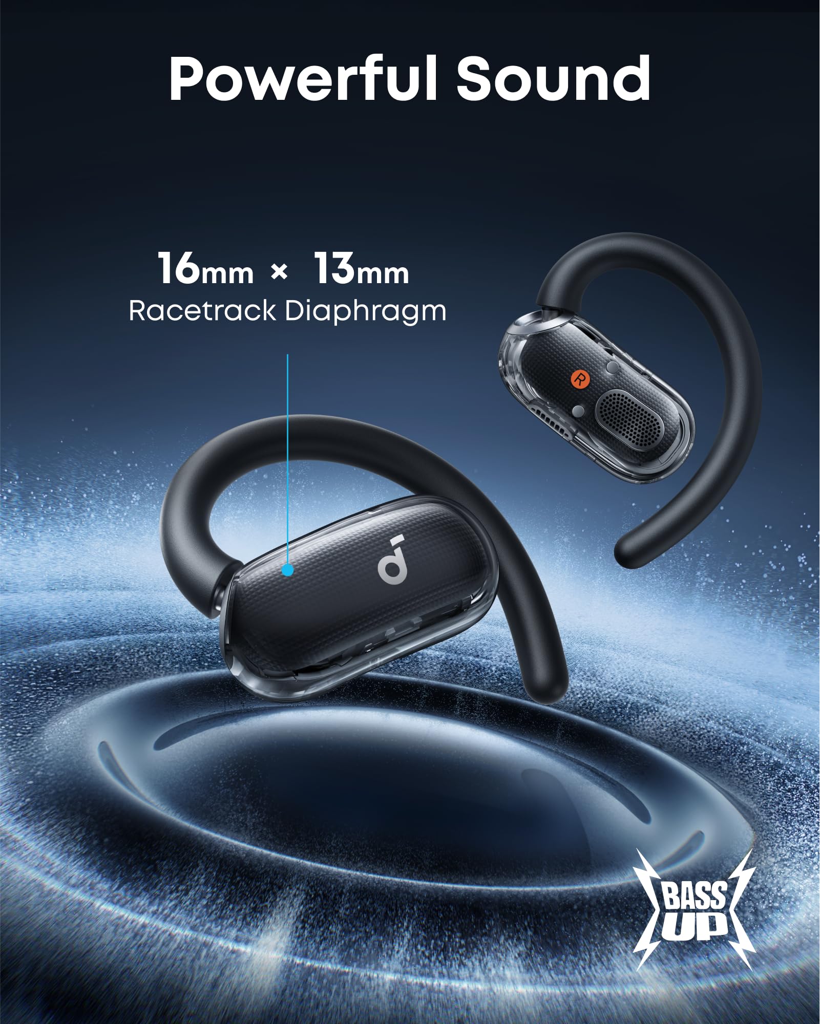 soundcore V40i by Anker, Open-Ear Kopfhörer, transparentes Case ohne Deckel, 4 einstellbare Positionen für Jede Ohrgröße, intensiver Bass, IP55, 21h Wiedergabe, Anrufe mit KI, Bluetooth 5.4, App 6