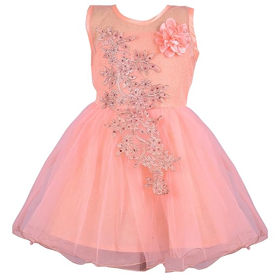 peach color baby frocks