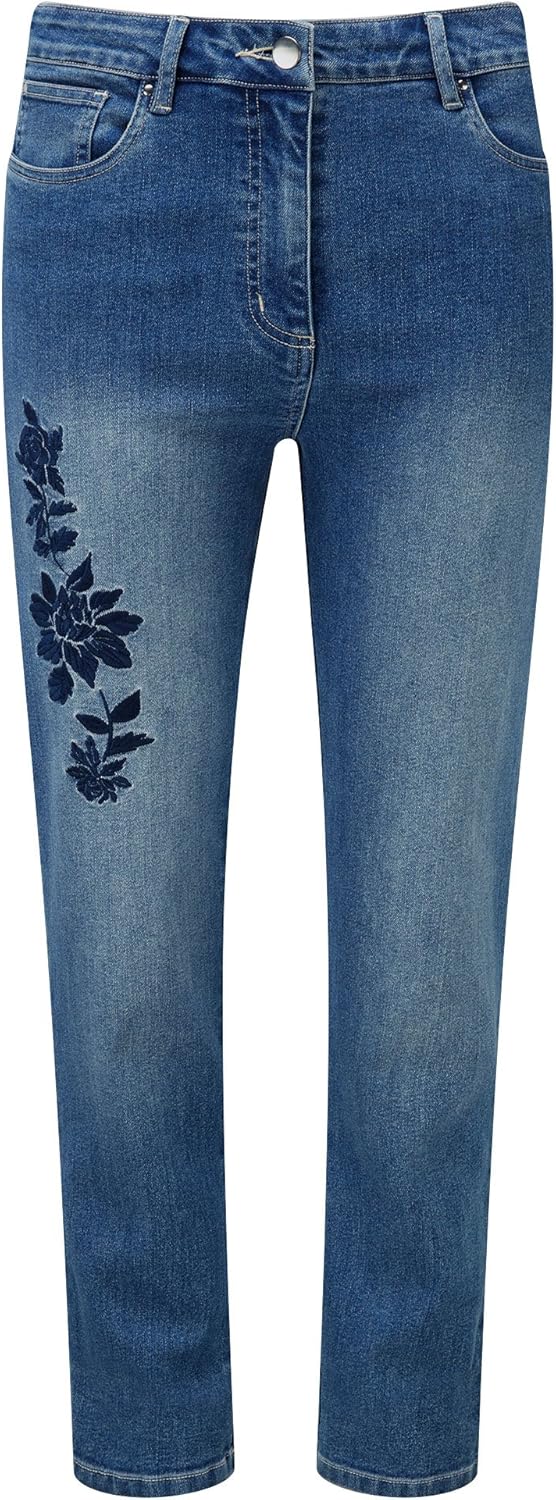 Cotton Traders Womens Ladies Embroidered Jeans 29" Leg Stonewash 26 at