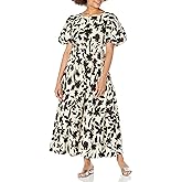 Moon River Womens Floral Print Side Tie Cut-Out Tiered Shirred Midi DressDress