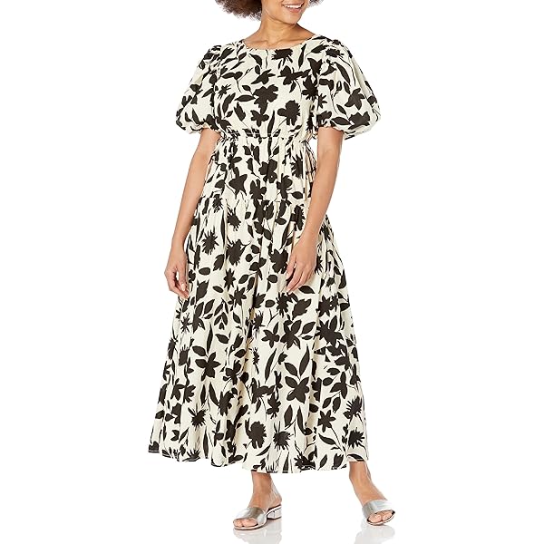 open lace back dress Moon River Women's Shirred Puff Sleeve Back Cut-Out MIDI Dress, sage, S at  Amazon Women's Clothing store