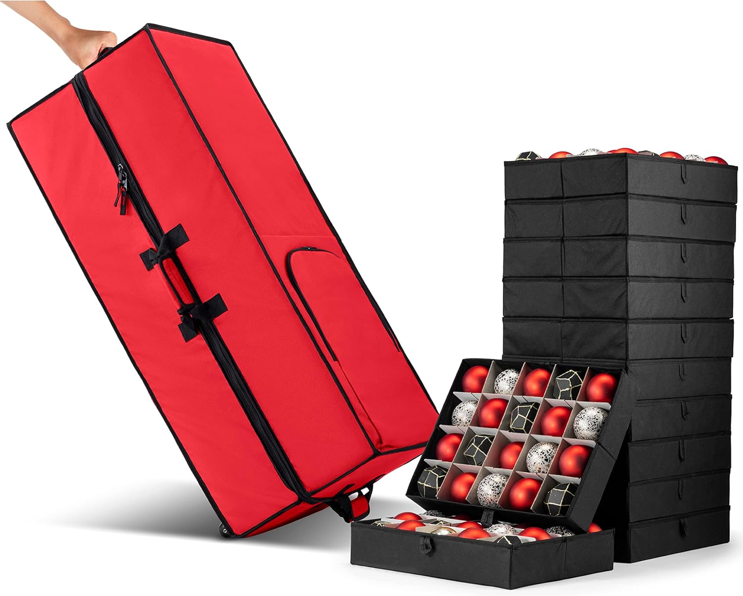 Holiday Décor Storage - ZOBER Extra Large Rolling Christmas Ornament Storage Box - 12 Trays Holds Up to 240 Holiday Ornaments