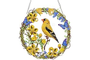 AIRDEA Birds Diamond Painting Hanging Kits Pendant for Adult,Special Shaped Flowers Diamond Art Window Pendant Ornament Flowe
