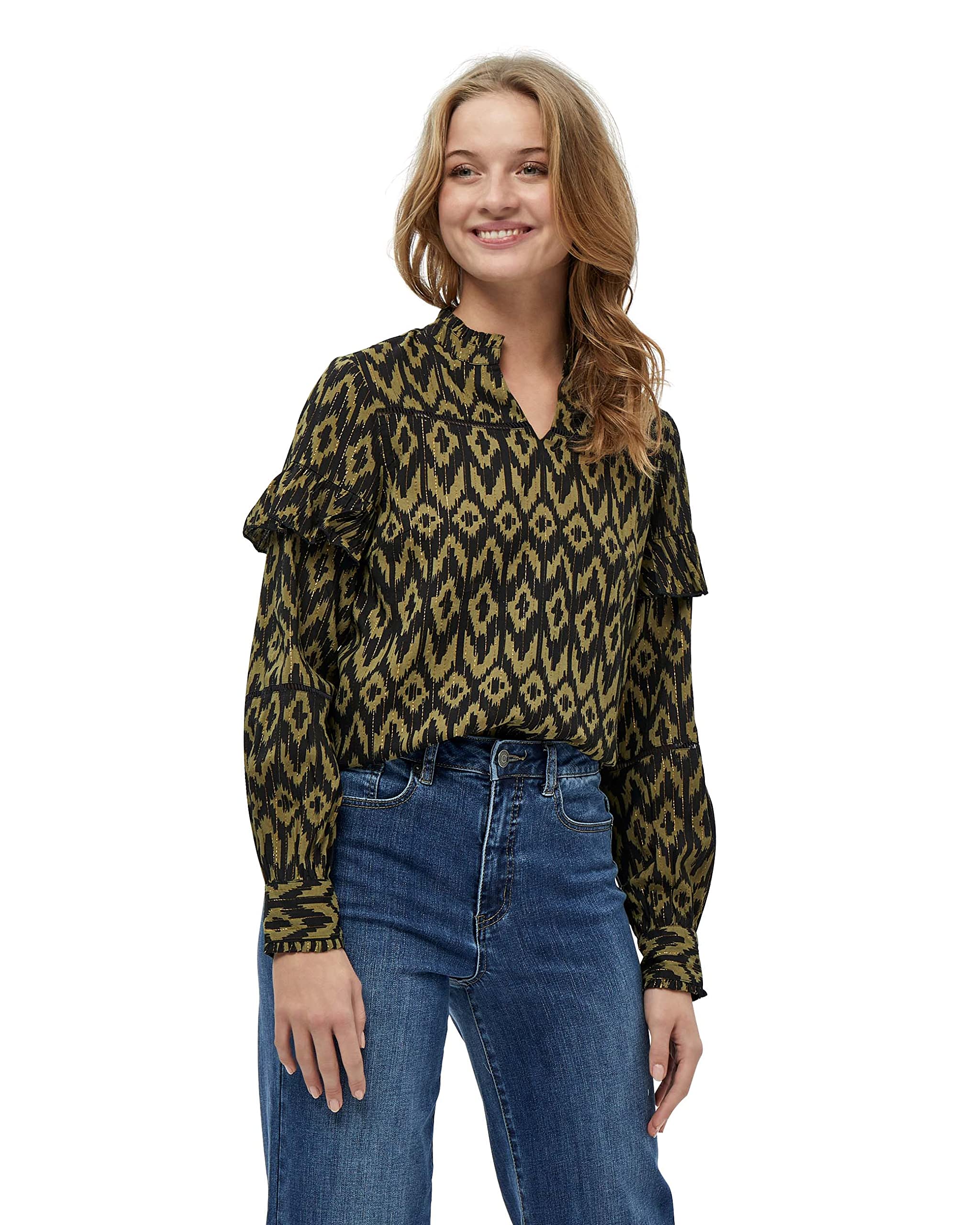 Desires Women's Jamina Metalic Shimmer Blouse 9000P Black Pr L