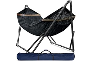 Tranquillo Universal Hammock Stand 600 lbs Capacity, Instant 20s Foldable, 3-Year Warranty Hammock with Stand, 2 Person Camping Revolutionary Portable No Screws, Premium Hammocks, Black