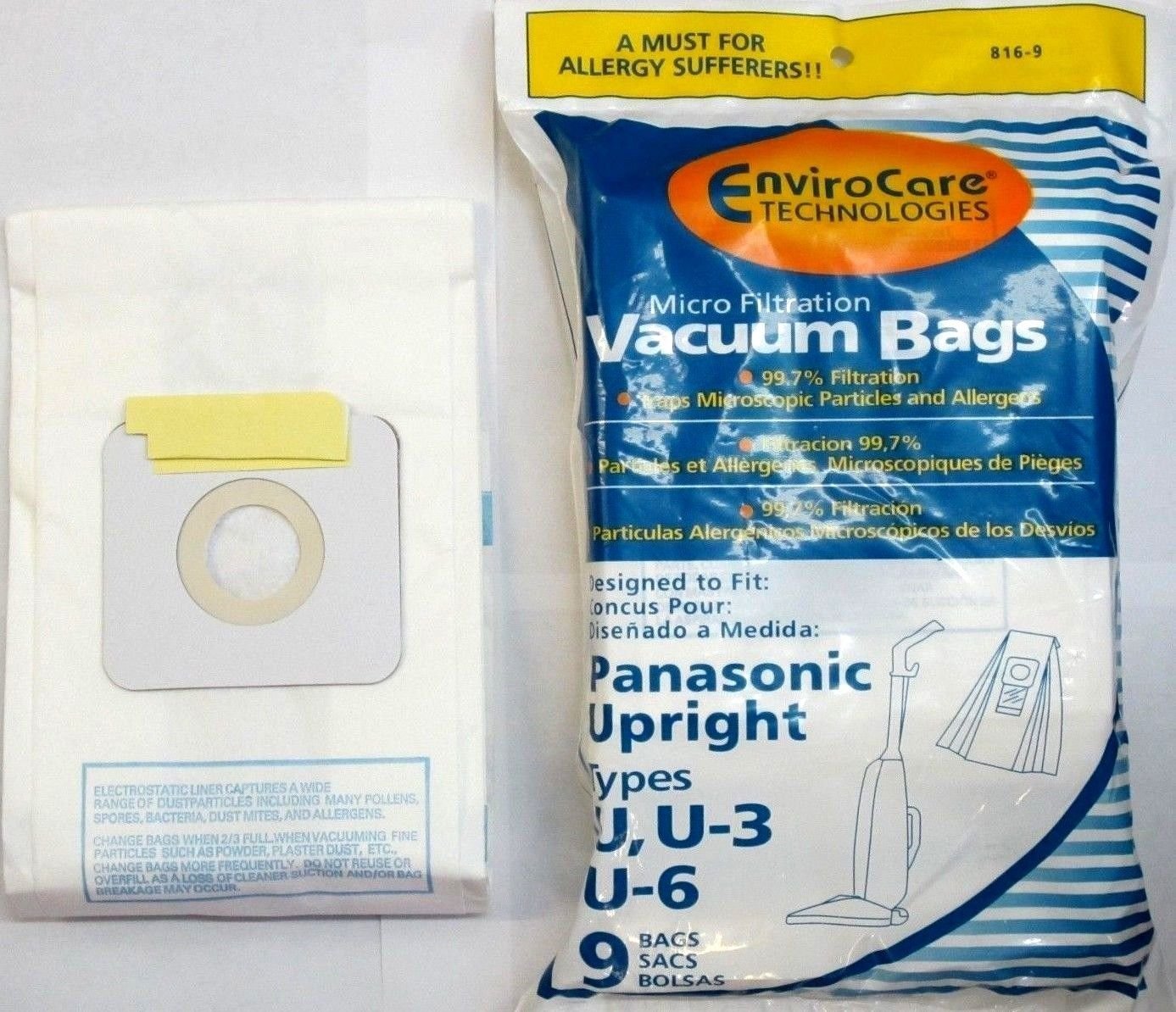 18 Panasonic Types U, U3, U6 Vacuum Bags Microfiltration with Closure Amazon.ca Home & Kitchen