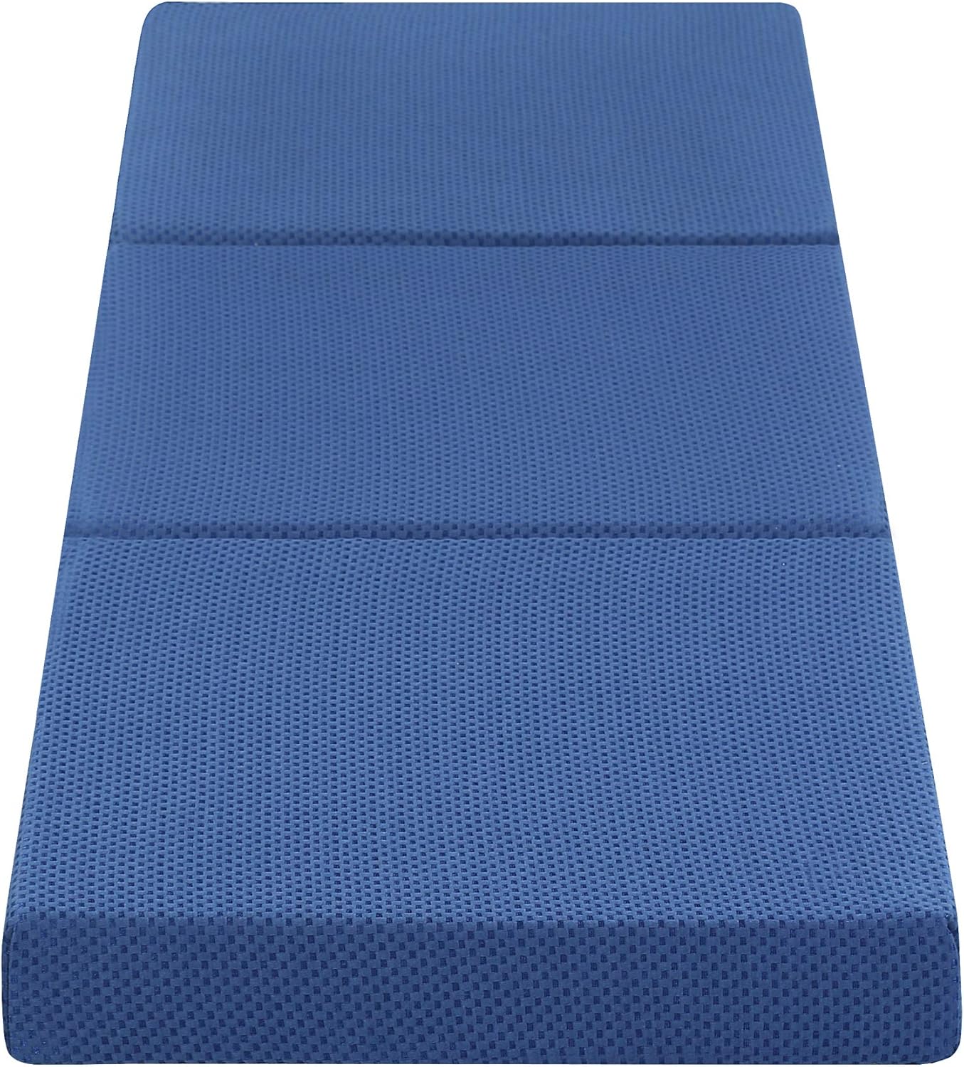 Olee Sleep Tri-Folding Memory Foam Topper, 4'' H, Blue: Furniture & Decor