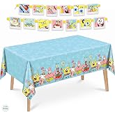 Spongebob Birthday Decorations for Party - Tablecloth &amp; Birthday Banner | Officially Licensed Spongebob Party Decorations, Sponge Bob