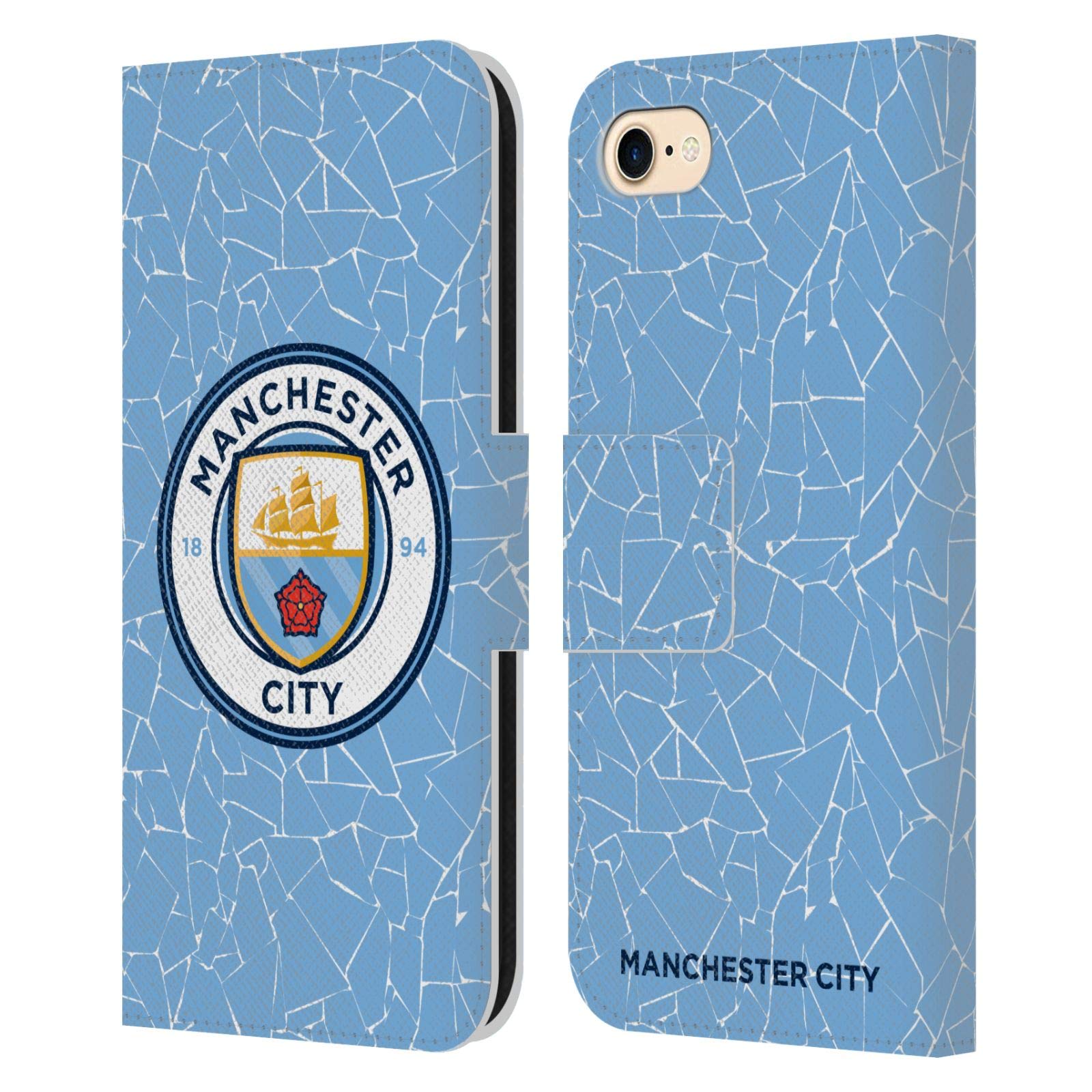 Head Case Designs Officially Licensed Manchester City Man City FC Home 2020/21 Badge Kit Leather Book Wallet Case Cover Compatible With Apple iPhone 7/8 / SE 2020 & 2022