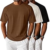 Riyiper 3 Pack Men's Waffle Knitted Short Sleeve Crewneck T-Shirts Solid Raglan Sleeve Casual Pullover Tees