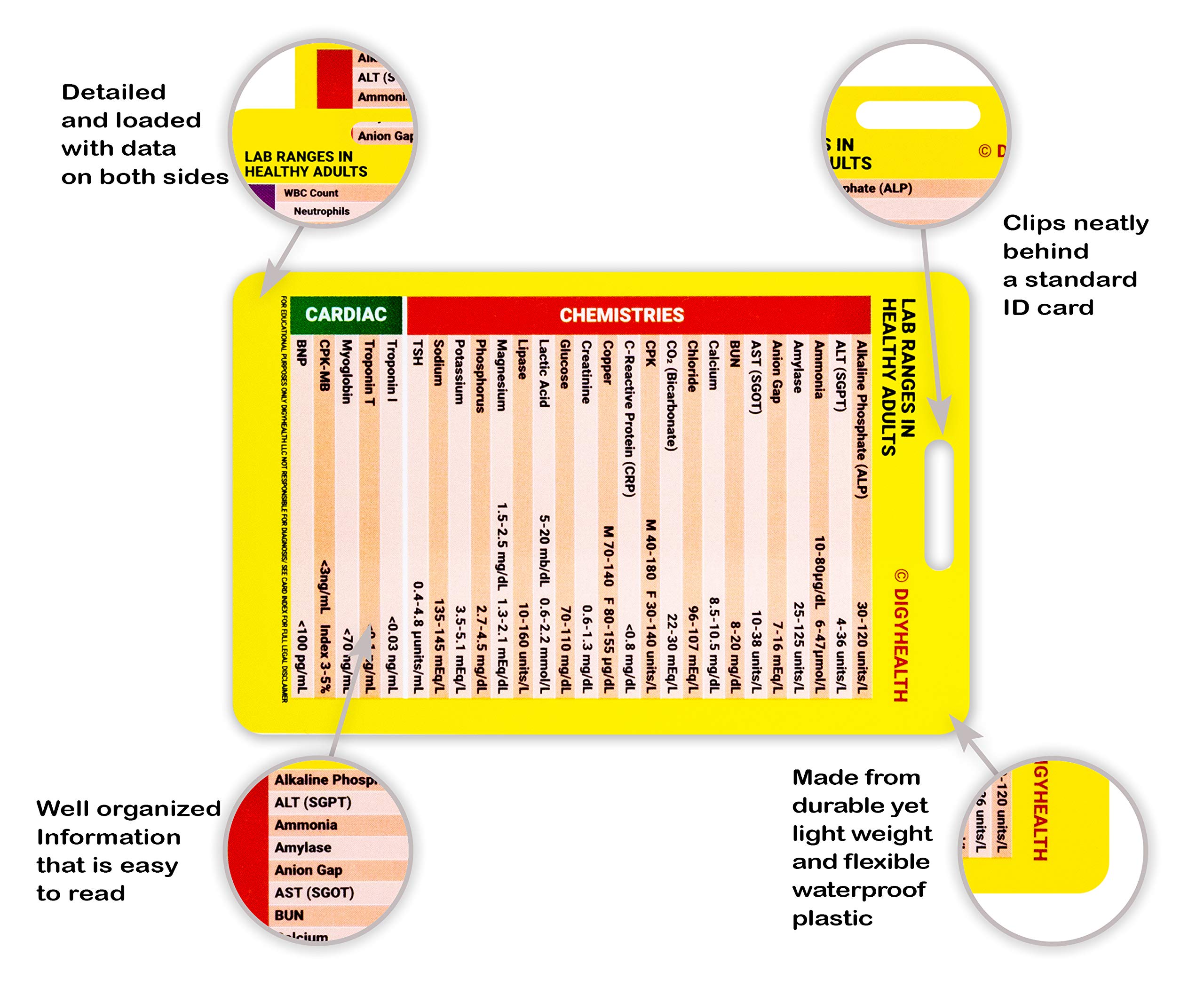 Mua Vertical Lab Value Card for Nurses and Nursing Students - Two Sided ...