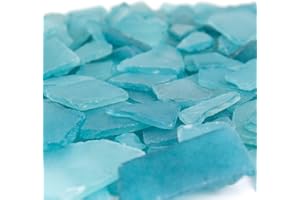 CYS EXCEL Sea Glass 16 Ounces Light Blue | Multiple Color Choices Crushed Glass Vase Filler | Aquarium Nautical Décor for Art Crafts Flat Frosted Dyed Color Stone