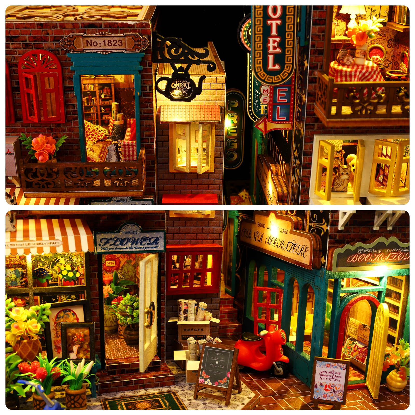 GuDoQi DIY Miniature Dollhouse Kit, Tiny House With Furniture, 1:24 Scale, Creative Handmade Crafts Gift for Birthday Christmas Day, Scarborough