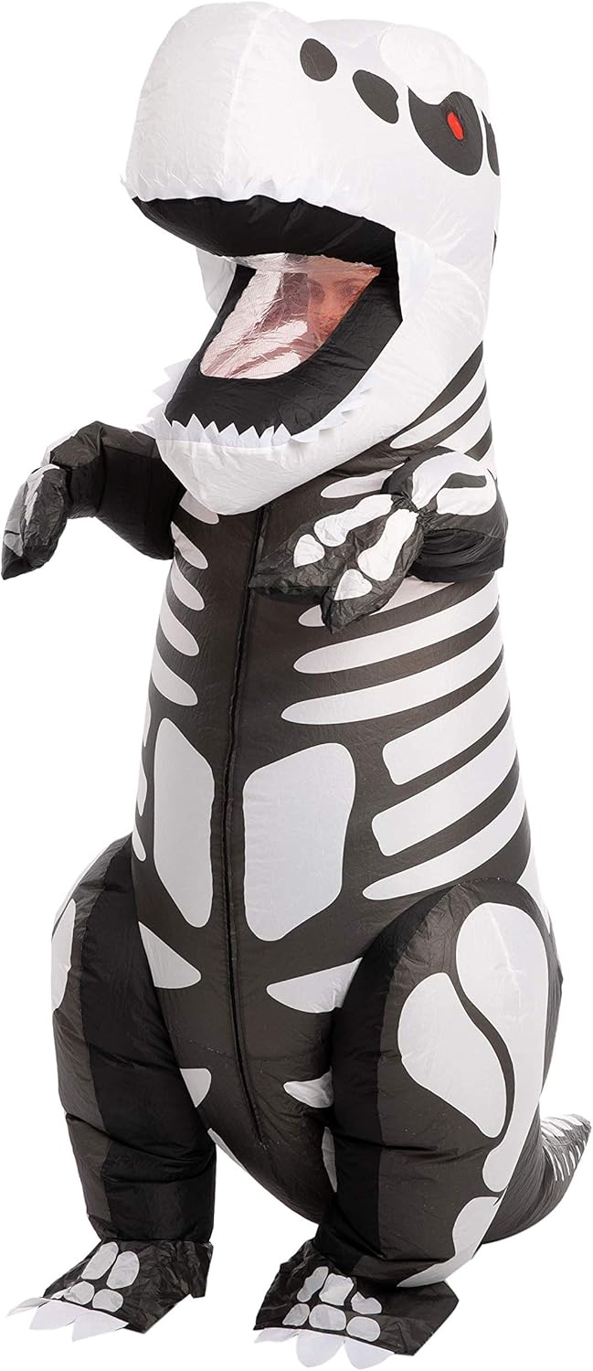 Spooktacular Creations Inflatable Halloween Costume Skeleton Dinosaur Full Body T-Rex Inflatable Costume - Adult Unisex One Size: Clothing