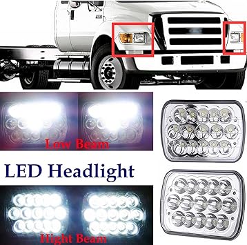 Amazon Com 1 Pair 7x6 Inch Rectangular Led Headlights Conversion For Ford Super Duty Truck F550 F600 F650 F700 F750 Sealed Beam Headlamp Replacement H6014 H6052 H6054 6054 1 Pair Automotive