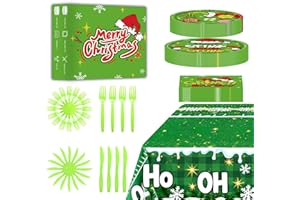 GENERIC 101 PCS Grinchmas Plate Set Christmas Tableware Set for Christmas Party Supplies Birthday Party Decoration