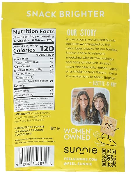SUNNIE, CRACKERS GRAIN FREE SEA SALT, 3 OUNCE