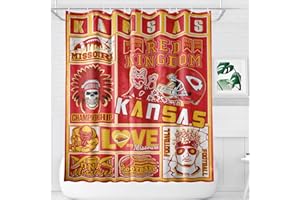 MAUPIVAE Kansas City Shower Curtain, Red Kingdom Shower Curtain, American Sports Football Shower Curtain for Home Bathroom Decor 60x72 Inch