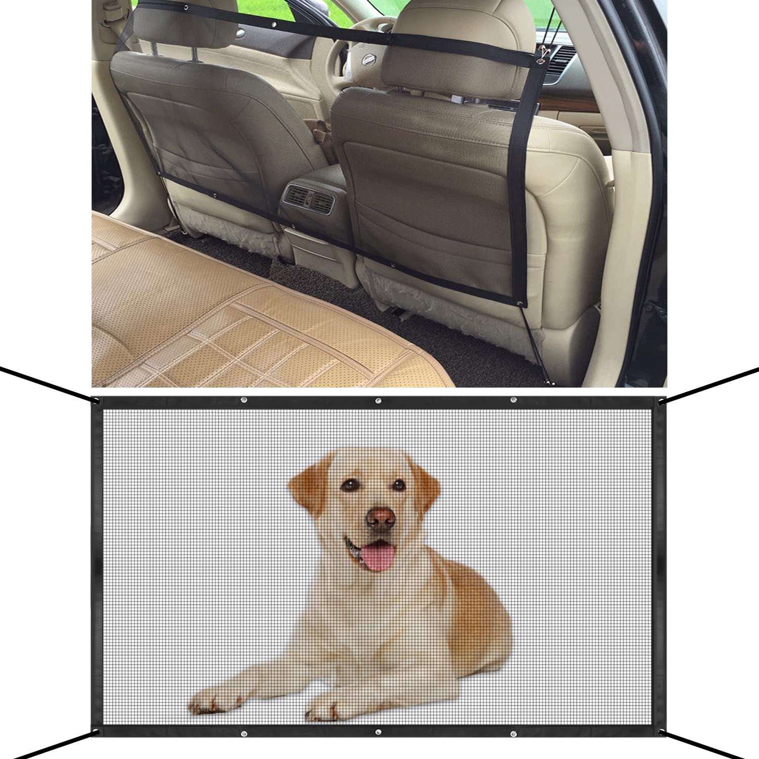 YONGMING Universal Dog Guard for Car Boot, Visible Car Divider for Dog, Car Net Barrier, Pet Mesh, Front Seat Net for SUV,Truck,Vehicle,Automobile