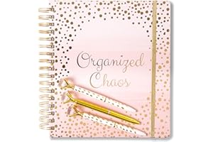 Votum 18-Month Day Large Planner, 2024-2025, Daily, Weekly & Monthly, January 2024-June 2025, Organized Chaos - Appointment Book with 3 Sticker Sheets, Twin-Ring Binding, Notes Pages - School & Work