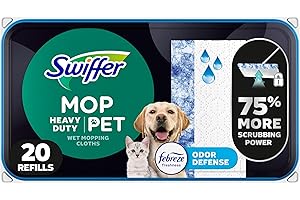 Swiffer Sweeper Wet Mop Refills for Floor Mopping and Cleaning, Pet Heavy Duty Odour Defense, All Purpose Floor Cleaning Wet 