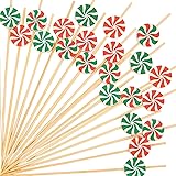 240 Pcs Christmas Cocktail Picks Candy Shape Party Picks Fruits Bamboo Toothpicks Food Toothpicks for Drink Fruit Dessert App