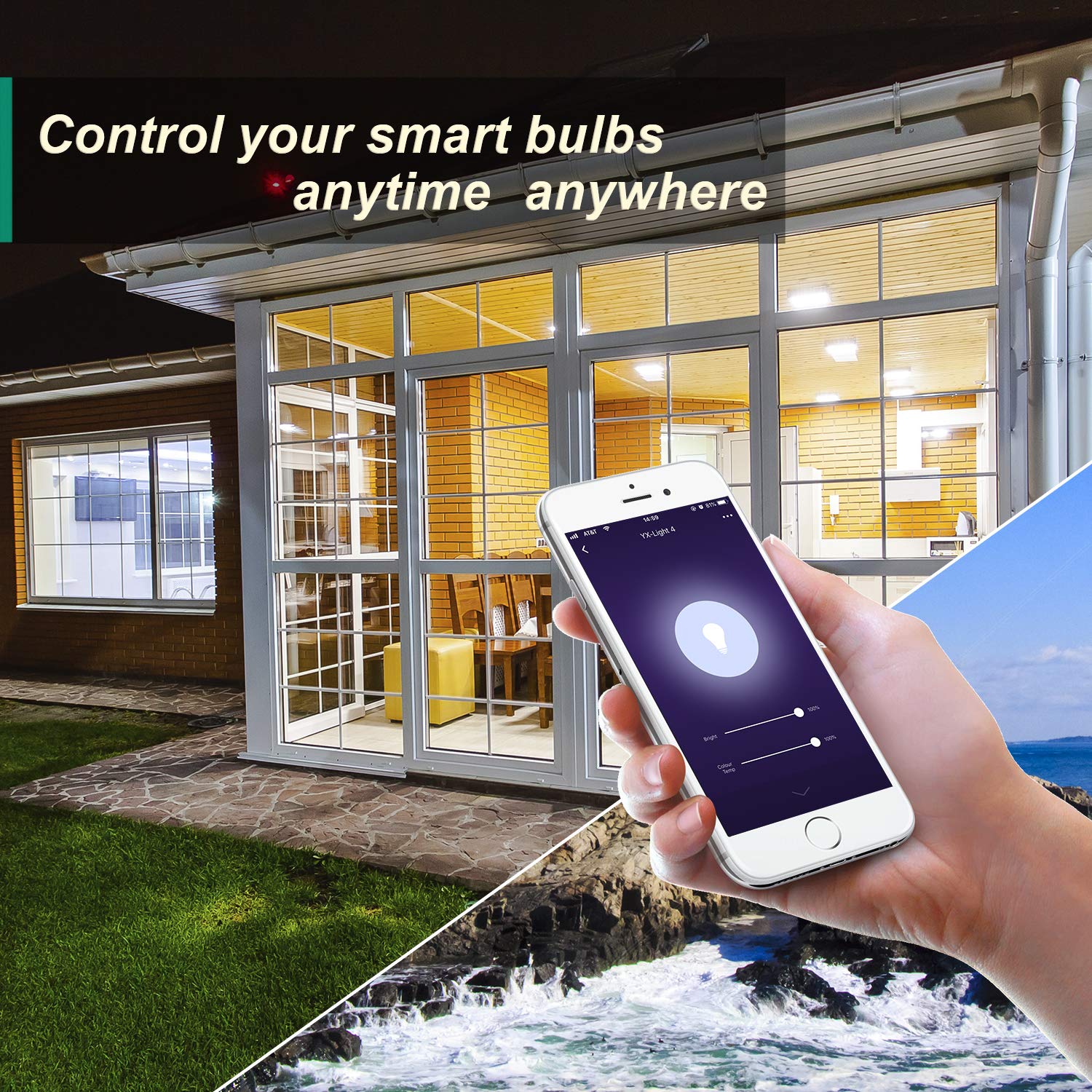 WiFi Smart Light Bulbs, Compatible with Amazon Alexa, Echo, Google Assistant and IFTTT, ENSHINE A19 60W Equivalent RGB Color Changing LED Bulb, Tunable White 2700K-6500K, No Hub Required (2 Pack)