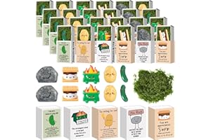 Cinnvoice 25 Set Christmas Small Gifts for Coworkers Employees Bulk Office Desk Pets Thank You Gifts Inspirational Card Box Cute Funny Positive Resin Ornaments School Party (Pickle)