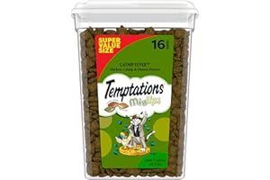 Temptations Cat Treats, Classic Crunchy and Soft Cat Treats, Catnip Fever Flavor, Catnip Treats, 16 oz. Tub