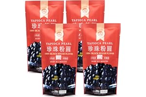 WUFUYUAN (PARTY TIME) WuFuYuan Boba Tapioca Pearls, Black Sugar Flavor, Quick Cook Bubble Tea Boba, Microwave Ready in 3 Minutes, 8.8 oz (4 Packs)