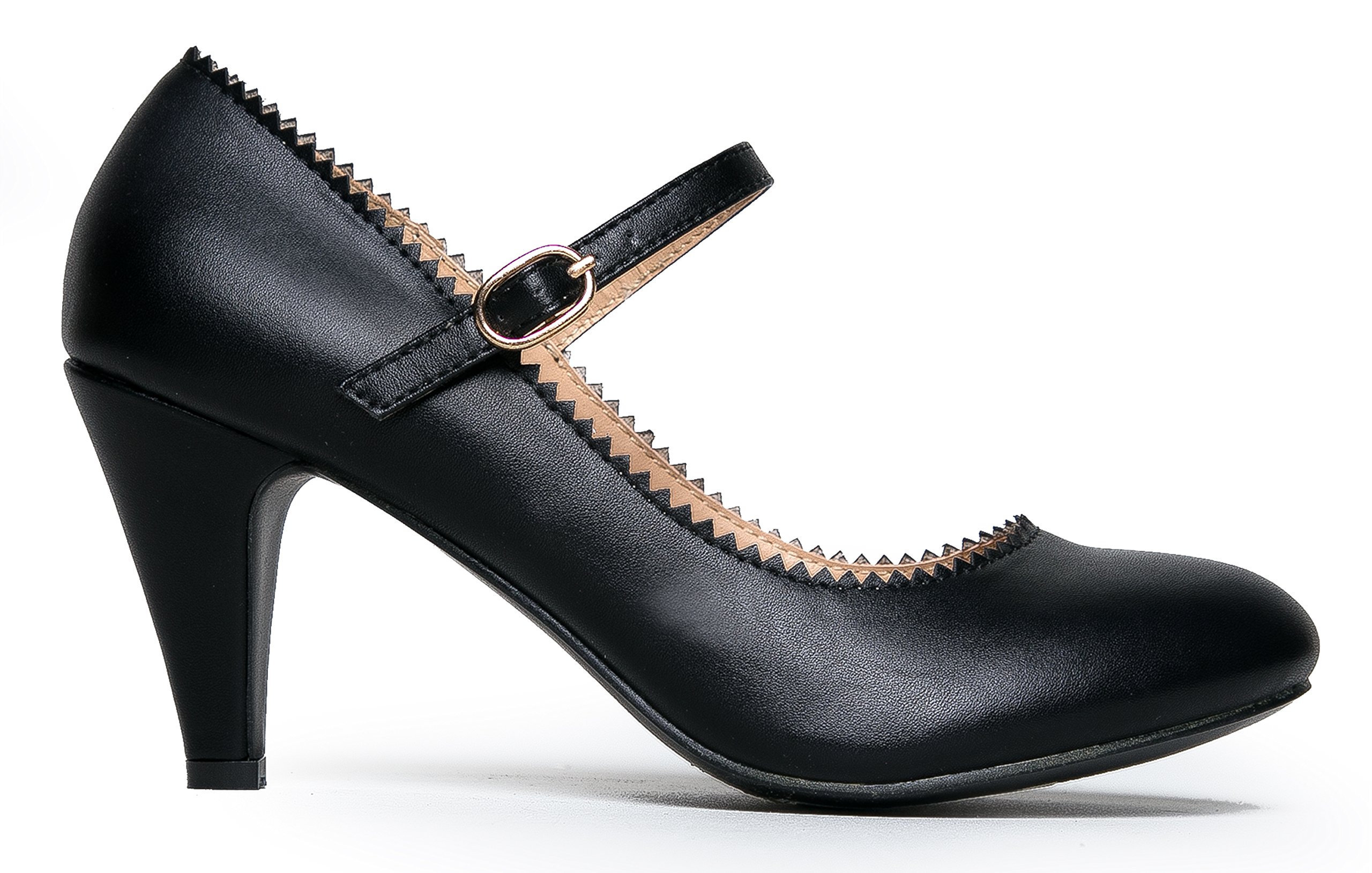 J. Adams Honey Heels for Women - Round Toe Scalloped Edge Retro Mary Jane Pumps - Vintage Mary Jane Heels for Women - Image 3